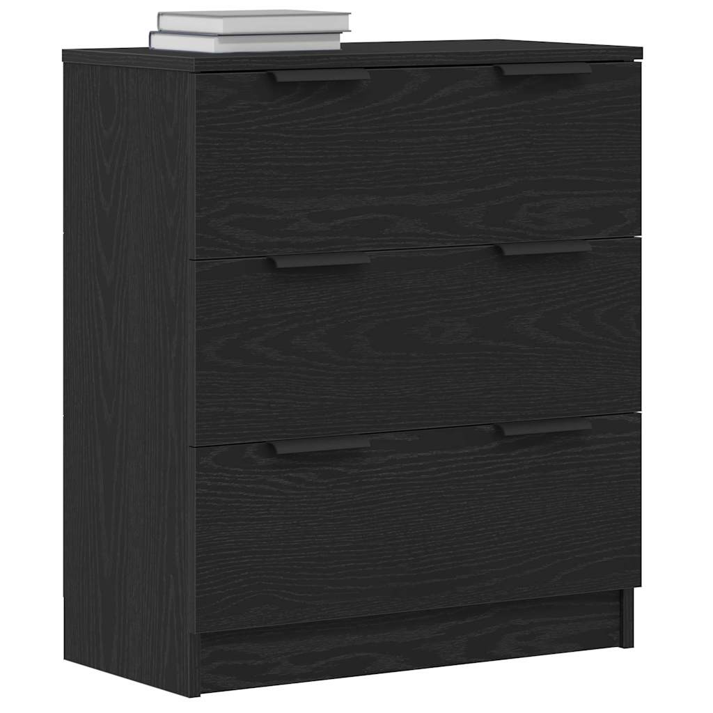 Serviesskap med skuff Svart Eik 60 x 30 x 70 cm Konstruert tre