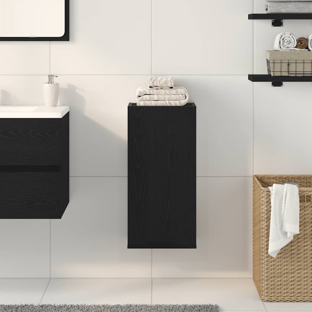 Veggmontert skap svart eik 32x20x67 cm konstruert tre
