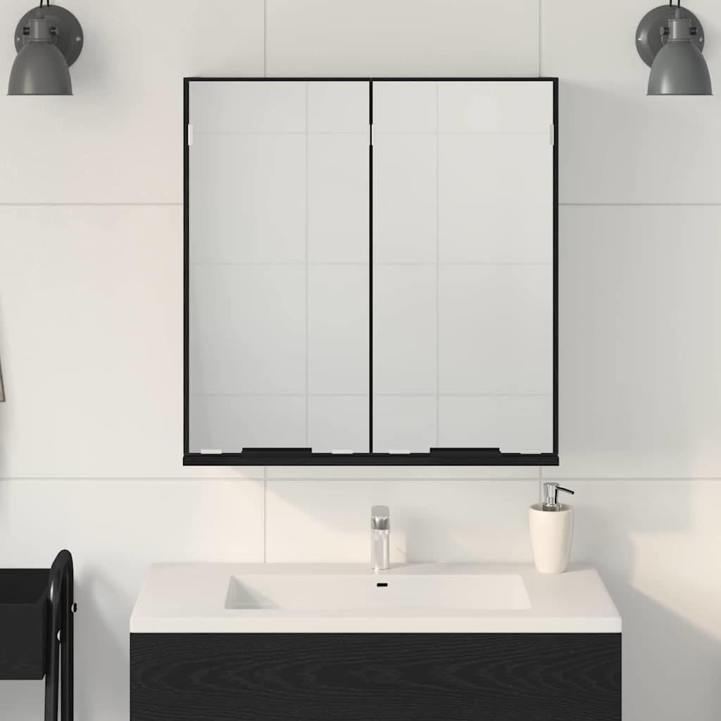 Speilskap med hylle Svart Eik 64 x 20 x 67 cm Konstruert tre