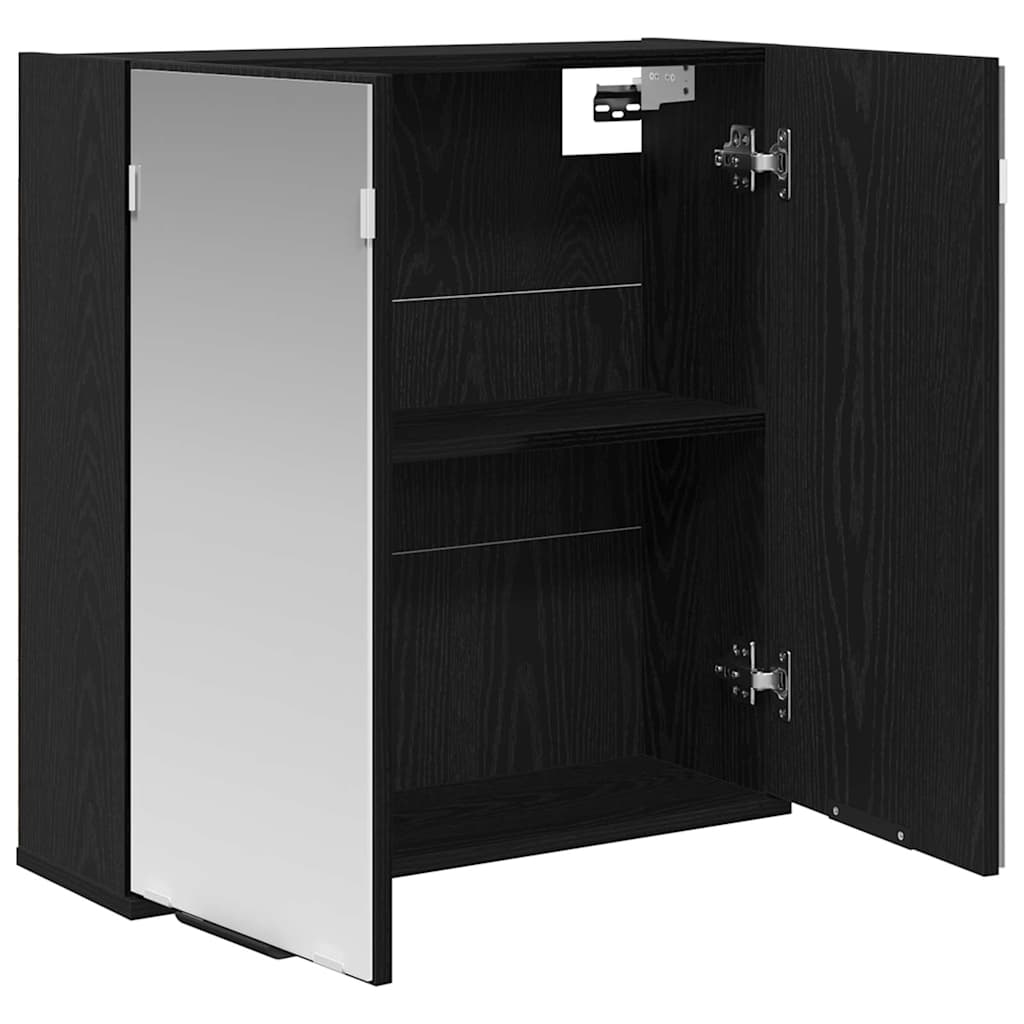 Speilskap med hylle Svart Eik 64 x 20 x 67 cm Konstruert tre