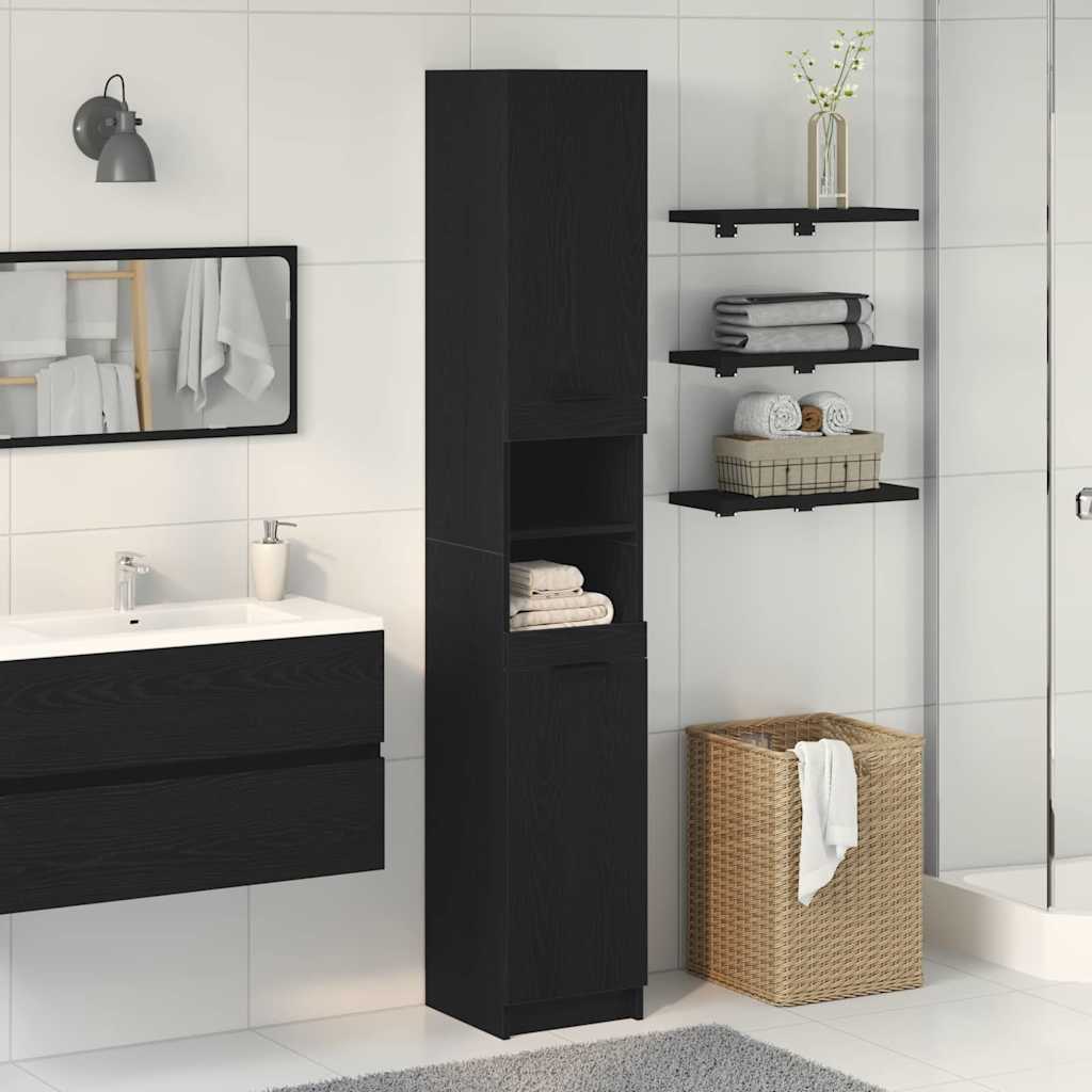 Baderomsskap Svart eik 32 x 34 x 188,5 cm Konstruert tre