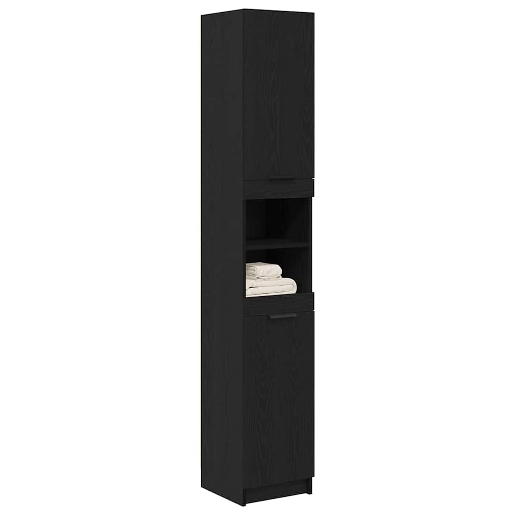 Baderomsskap Svart eik 32 x 34 x 188,5 cm Konstruert tre