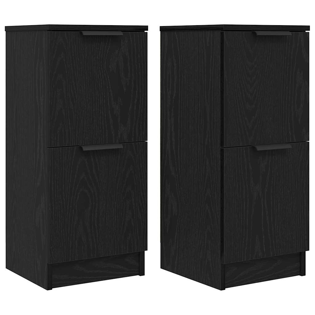Serviesskap 2 pcs Svart Eik 30 x 30 x 70 cm Konstruert tre