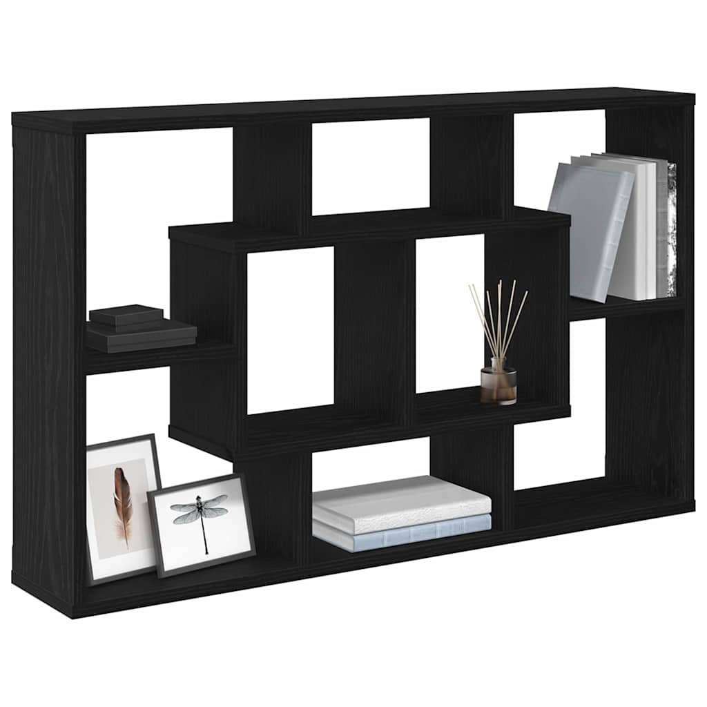 Vegghylle med hylle Svart Eik 85 x 16 x 52,5 cm Konstruert tre
