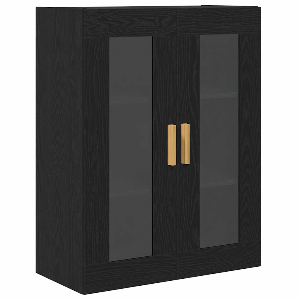Veggskap Veggmontert Svart Eik 69,5 x 34 x 90 cm Konstruert tre