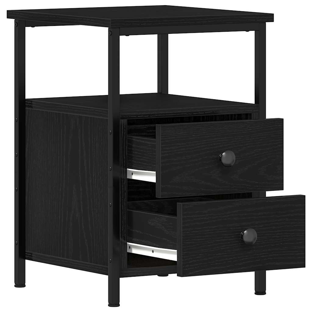 Nattbord 2 stk svart eik 34x35,5x50 cm konstruert tre
