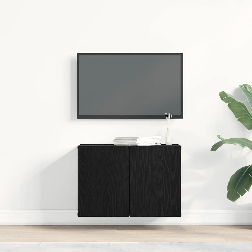 TV-skap svart eik 60x30x41 cm konstruert tre