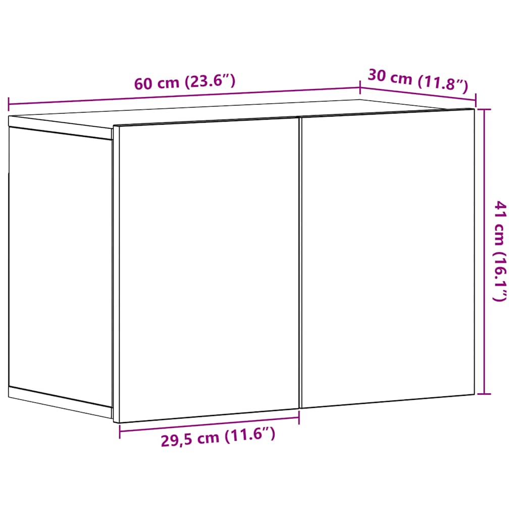 TV-skap svart eik 60x30x41 cm konstruert tre