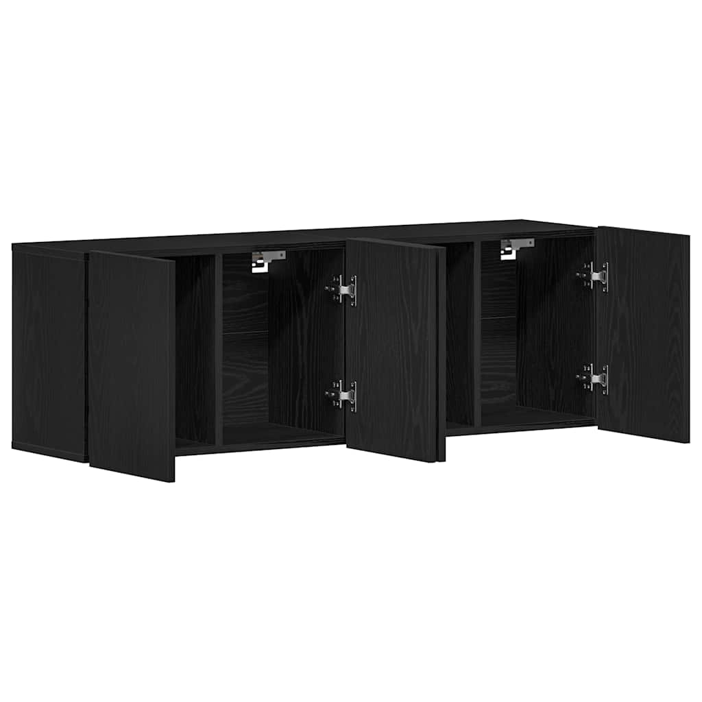 TV-skap 2 stk svart eik 120x30x41 cm konstruert tre