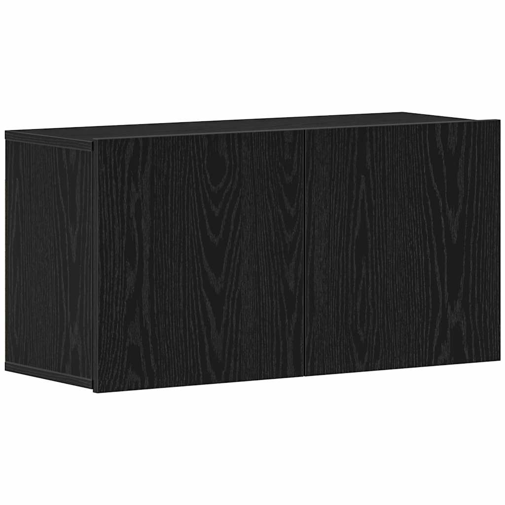 TV-skap svart eik 80x30x41 cm konstruert tre