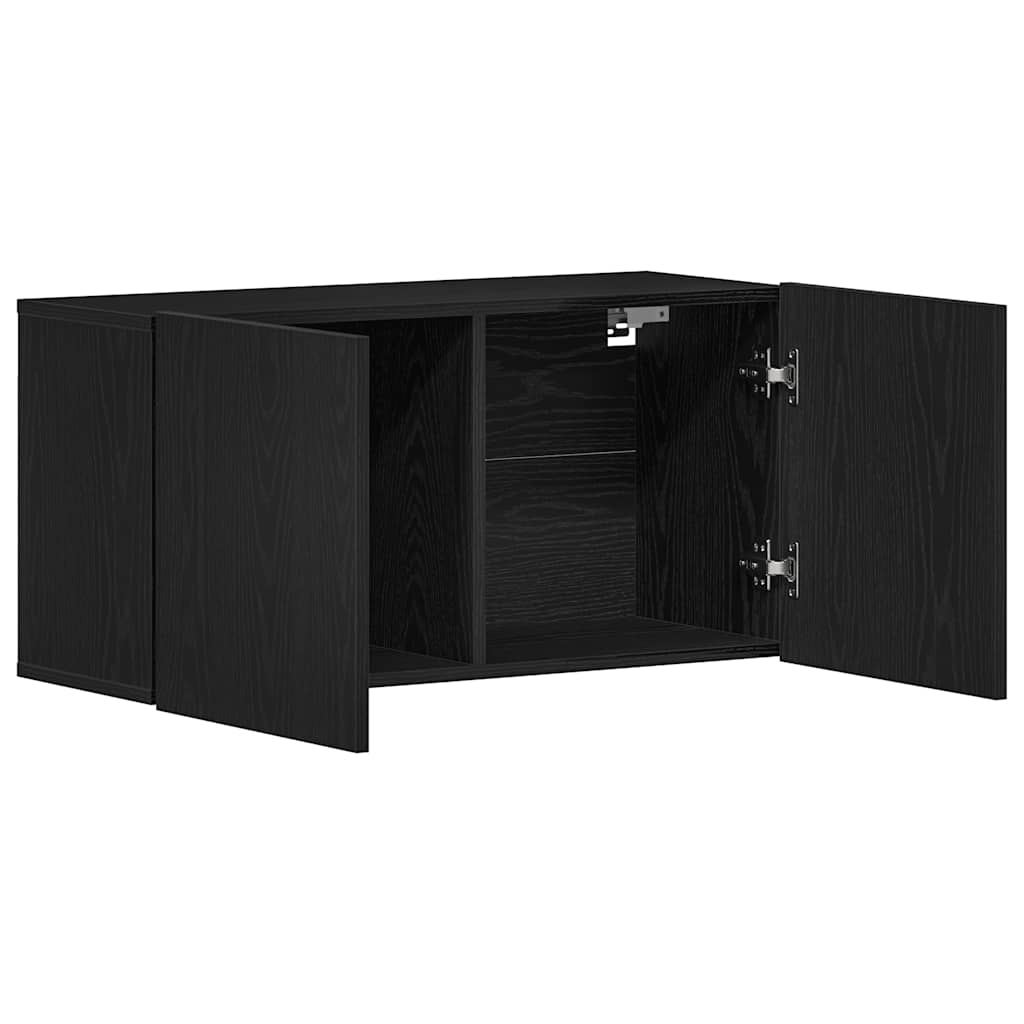 TV-skap svart eik 80x30x41 cm konstruert tre