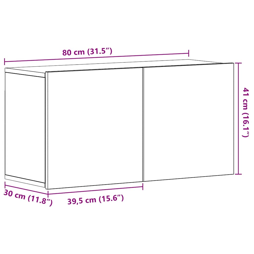 TV-skap svart eik 80x30x41 cm konstruert tre