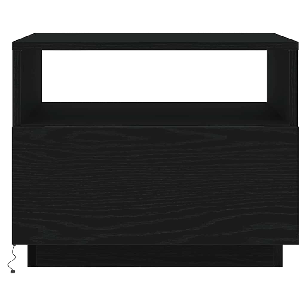 Salongbord med LED-lys svart eik 50x49x40 cm