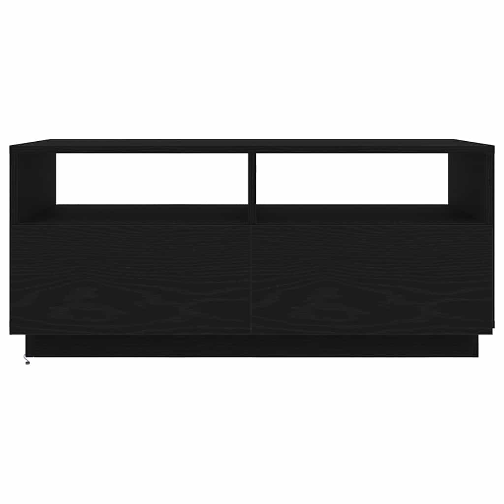 Salongbord med LED-lys svart eik 90x49x40 cm