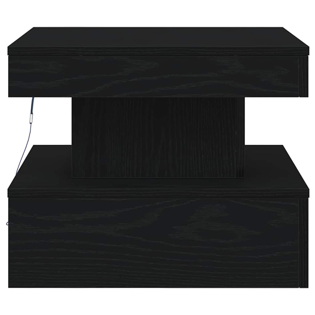 Salongbord med LED-lys svart eik 50x50x40 cm