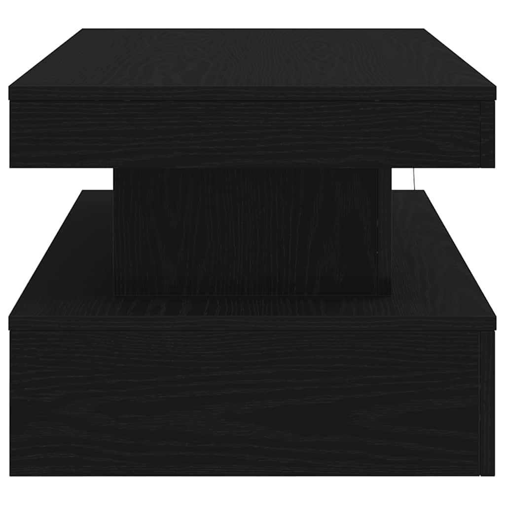 Salongbord med LED-lys svart eik 90x50x40 cm