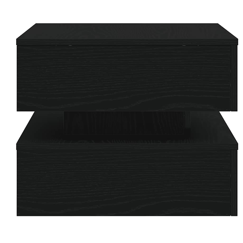 Salongbord med LED-lys svart eik 50x50x40 cm