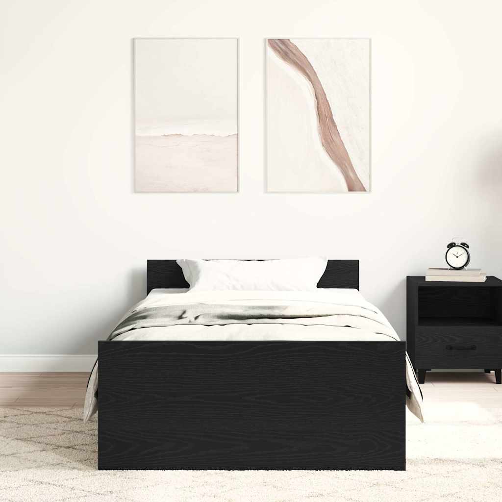 Sengeramme uten madrass svart eik 90x200 cm konstruert tre