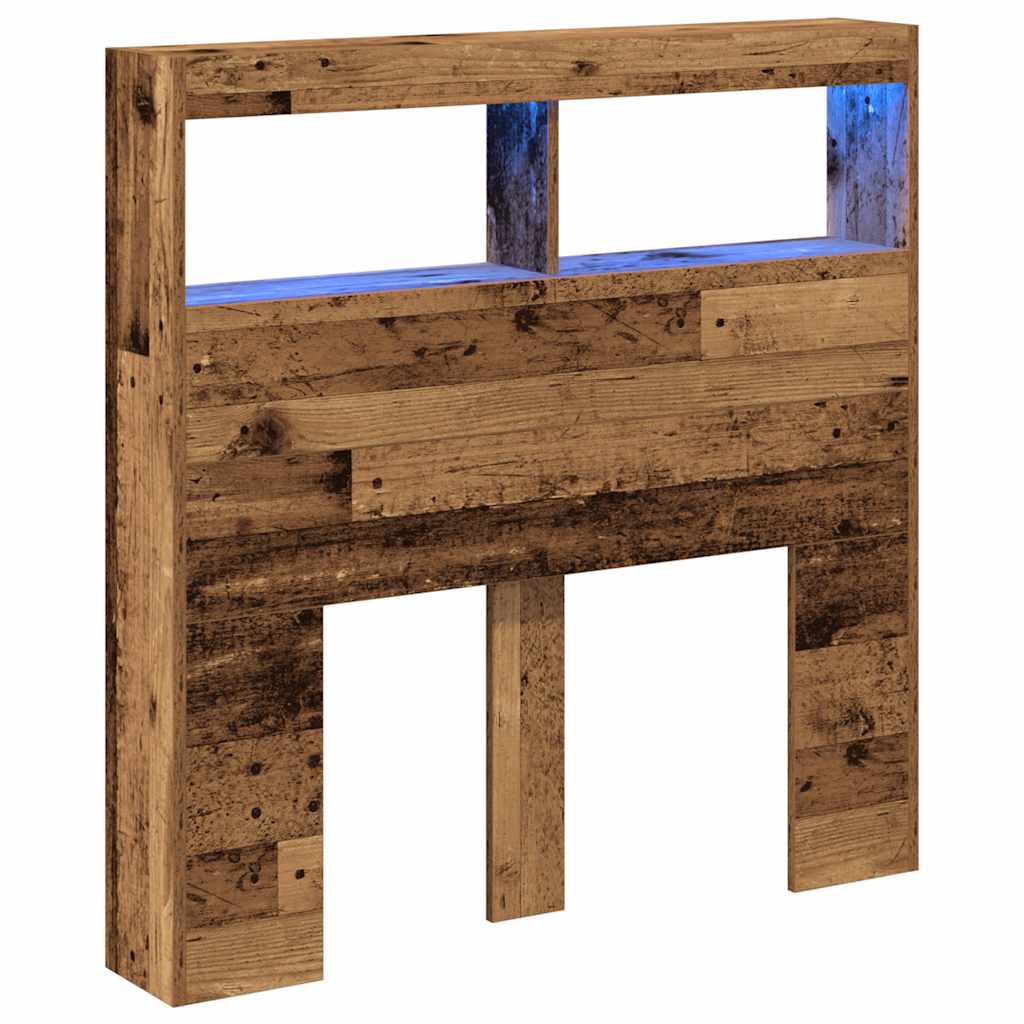 Hodegavl skap med LED gammelt tre 100x17x102 cm