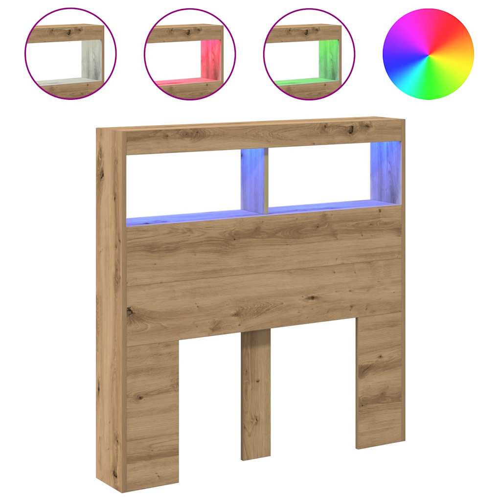 Hodegavl skap med LED artisan eik 100x17x102 cm