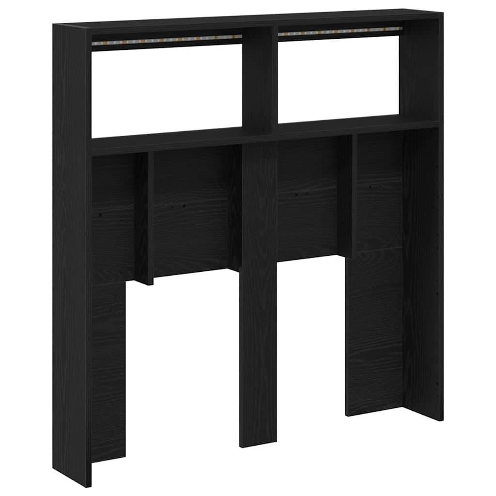 Hodegavl skap med LED svart eik 100x17x102 cm