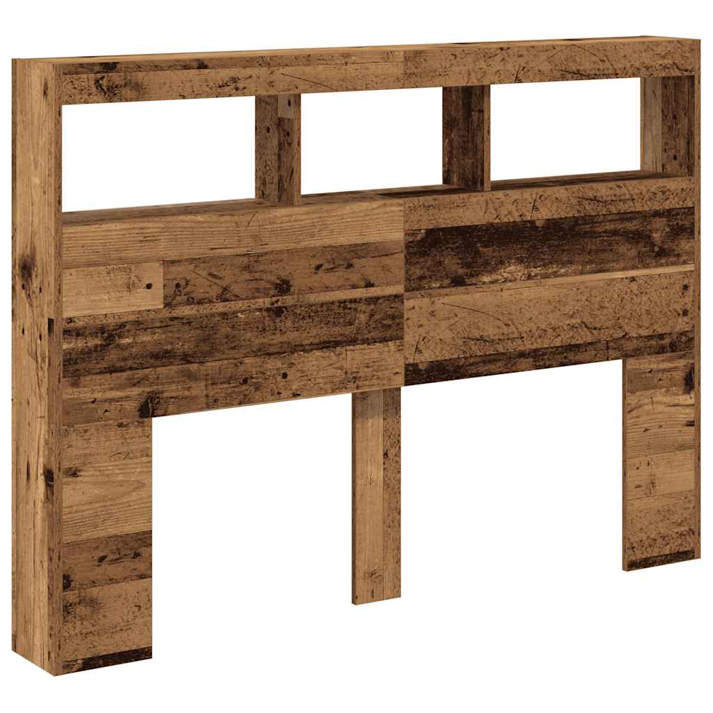 Hodegavl skap med LED gammelt tre 140x17x102 cm