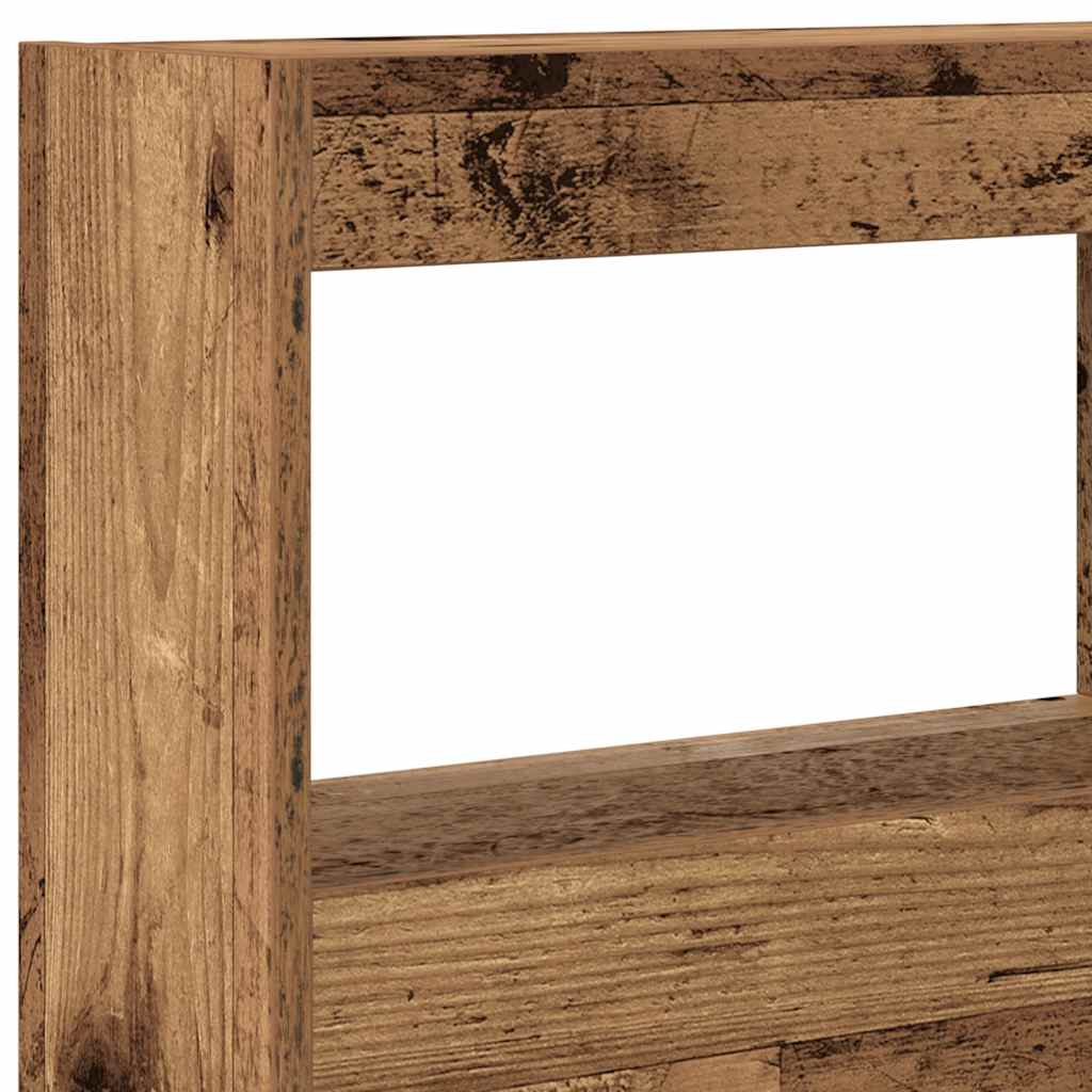 Hodegavl skap med LED gammelt tre 140x17x102 cm