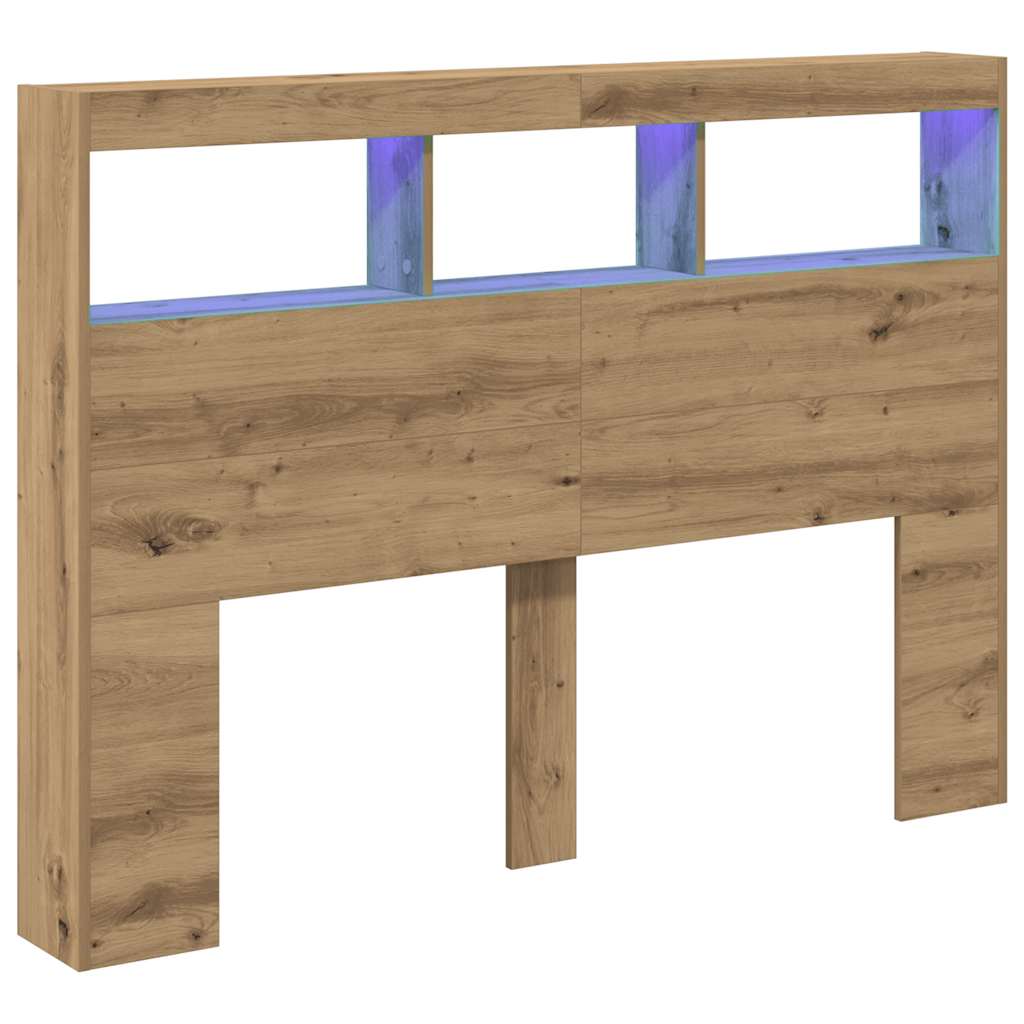 Hodegavl skap med LED artisan eik 140x17x102 cm