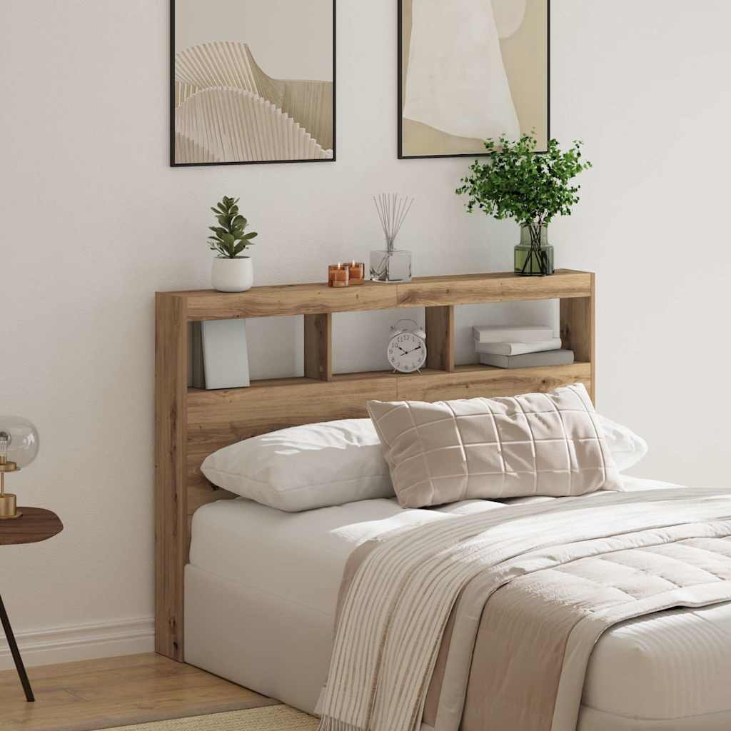 Hodegavl skap med LED artisan eik 140x17x102 cm