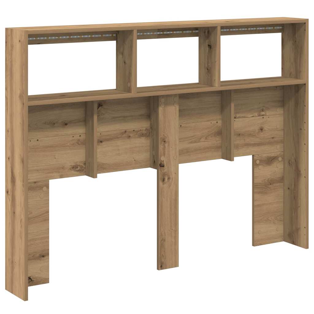 Hodegavl skap med LED artisan eik 140x17x102 cm