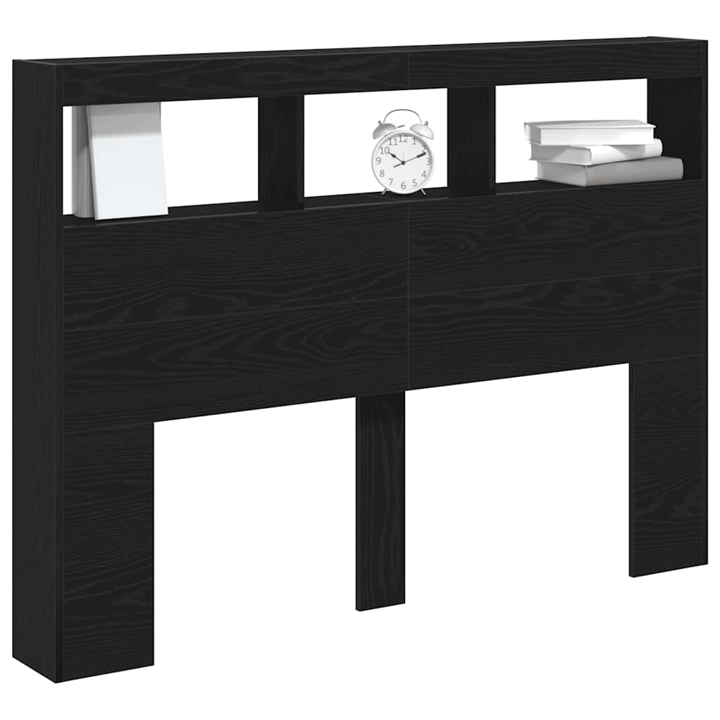 Hodegavl skap med LED svart eik 140x17x102 cm