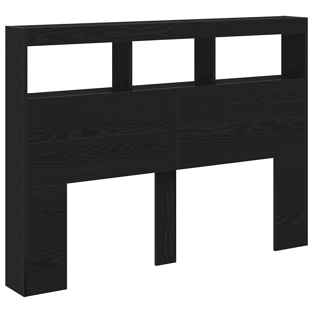 Hodegavl skap med LED svart eik 140x17x102 cm