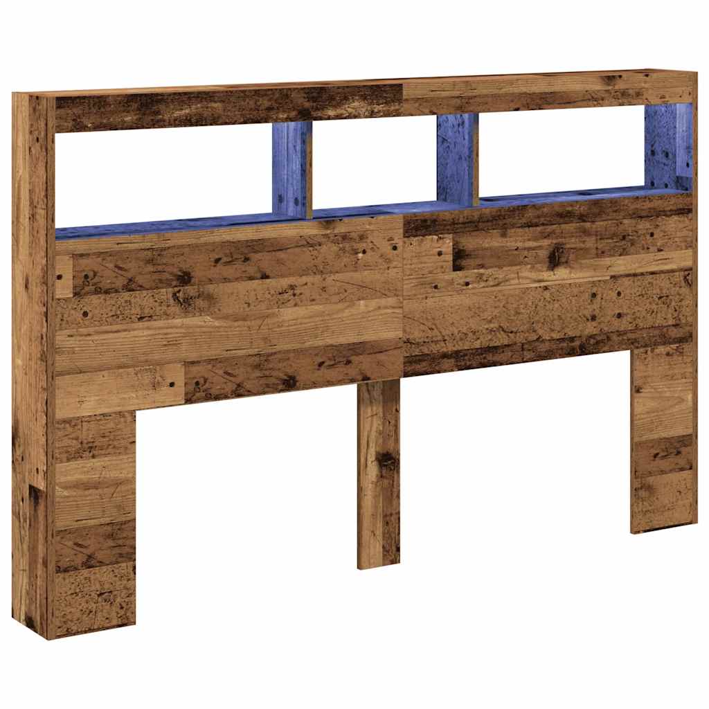 Hodegavl skap med LED gammelt tre 160x17x102 cm