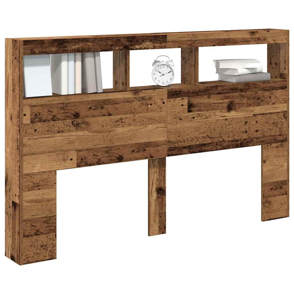 Hodegavl skap med LED gammelt tre 160x17x102 cm