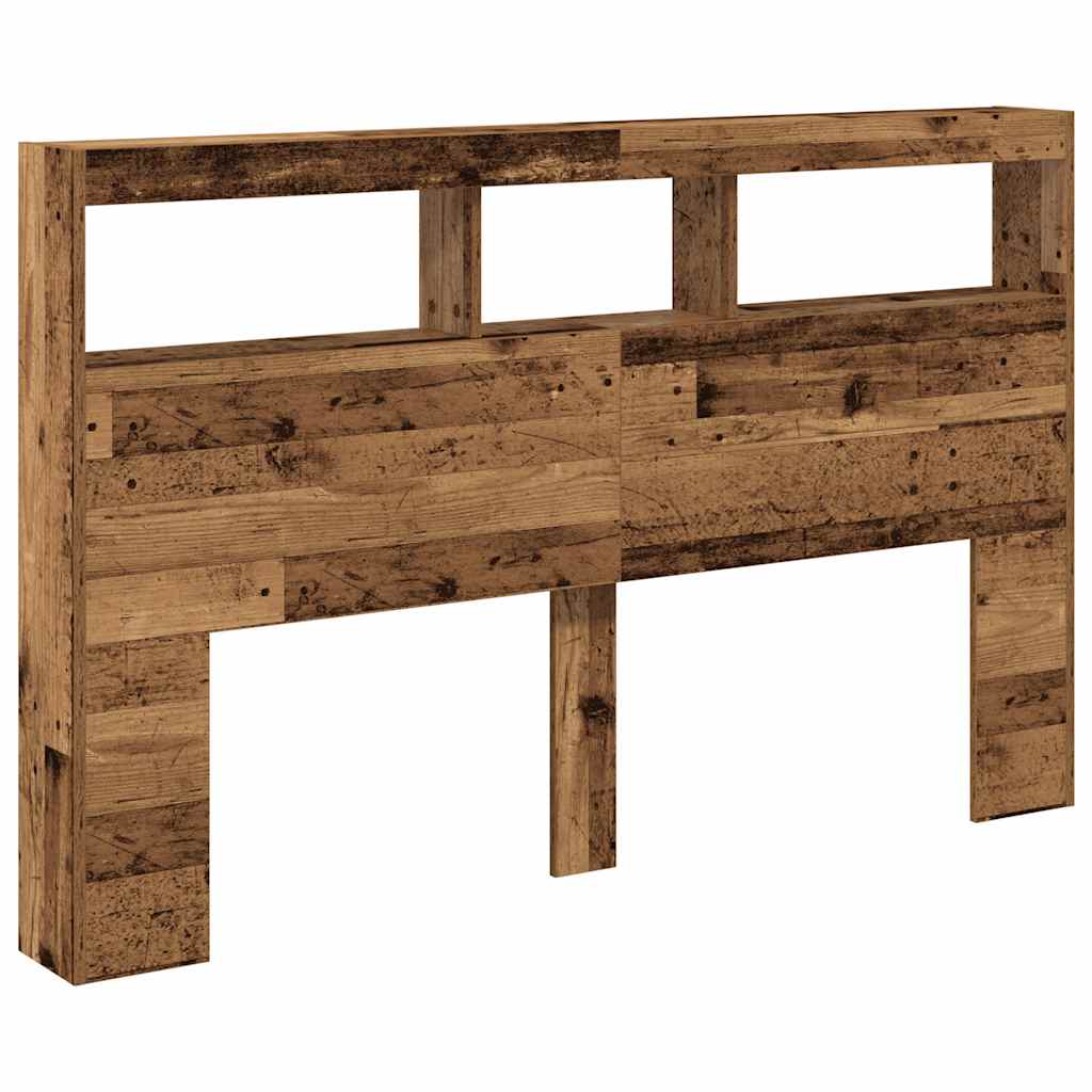 Hodegavl skap med LED gammelt tre 160x17x102 cm