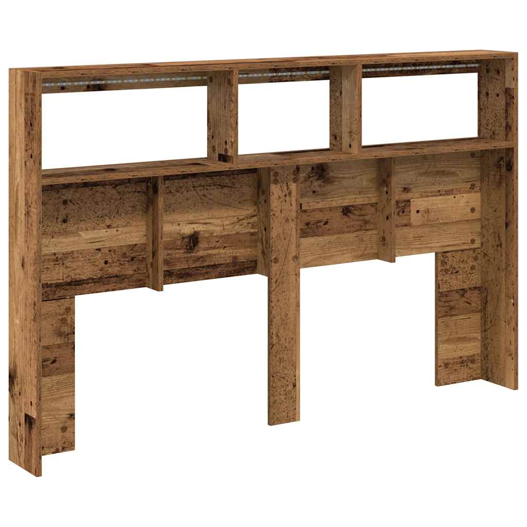 Hodegavl skap med LED gammelt tre 160x17x102 cm