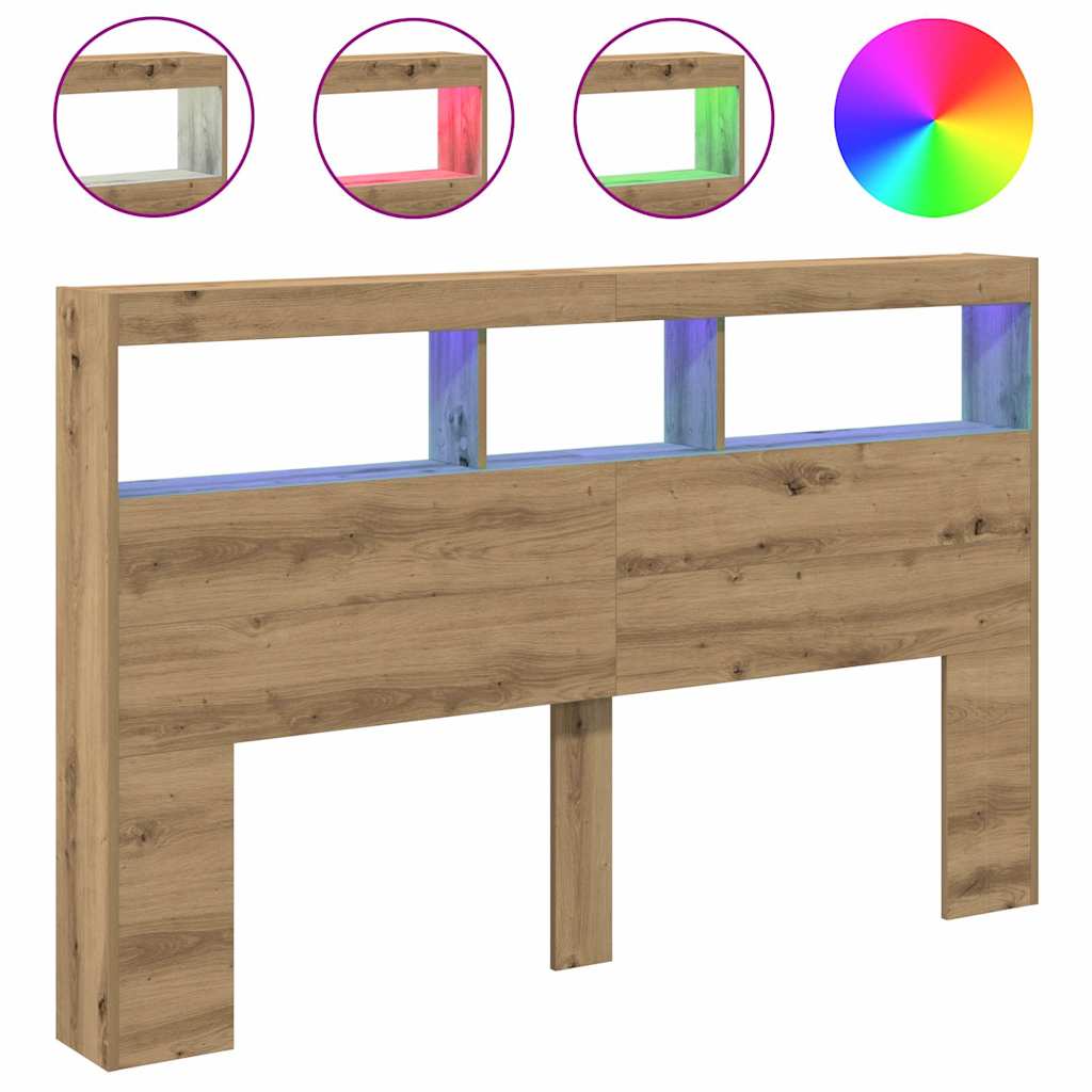 Hodegavl skap med LED artisan eik 160x17x102 cm