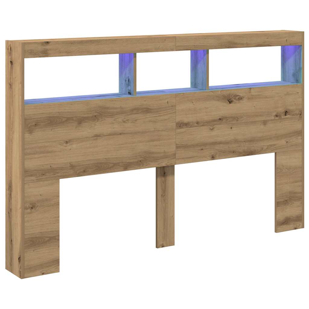 Hodegavl skap med LED artisan eik 160x17x102 cm