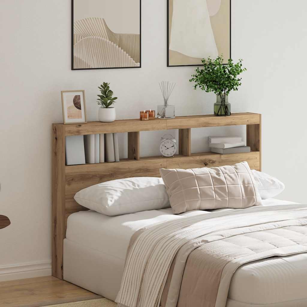 Hodegavl skap med LED artisan eik 160x17x102 cm