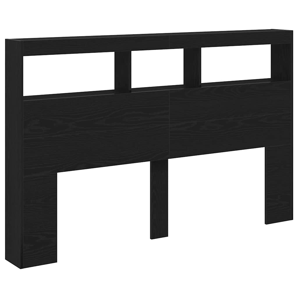Hodegavl skap med LED svart eik 160x17x102 cm
