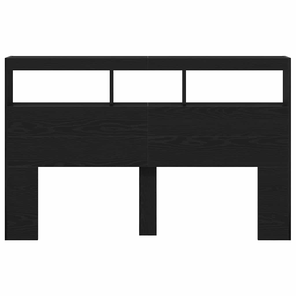 Hodegavl skap med LED svart eik 160x17x102 cm