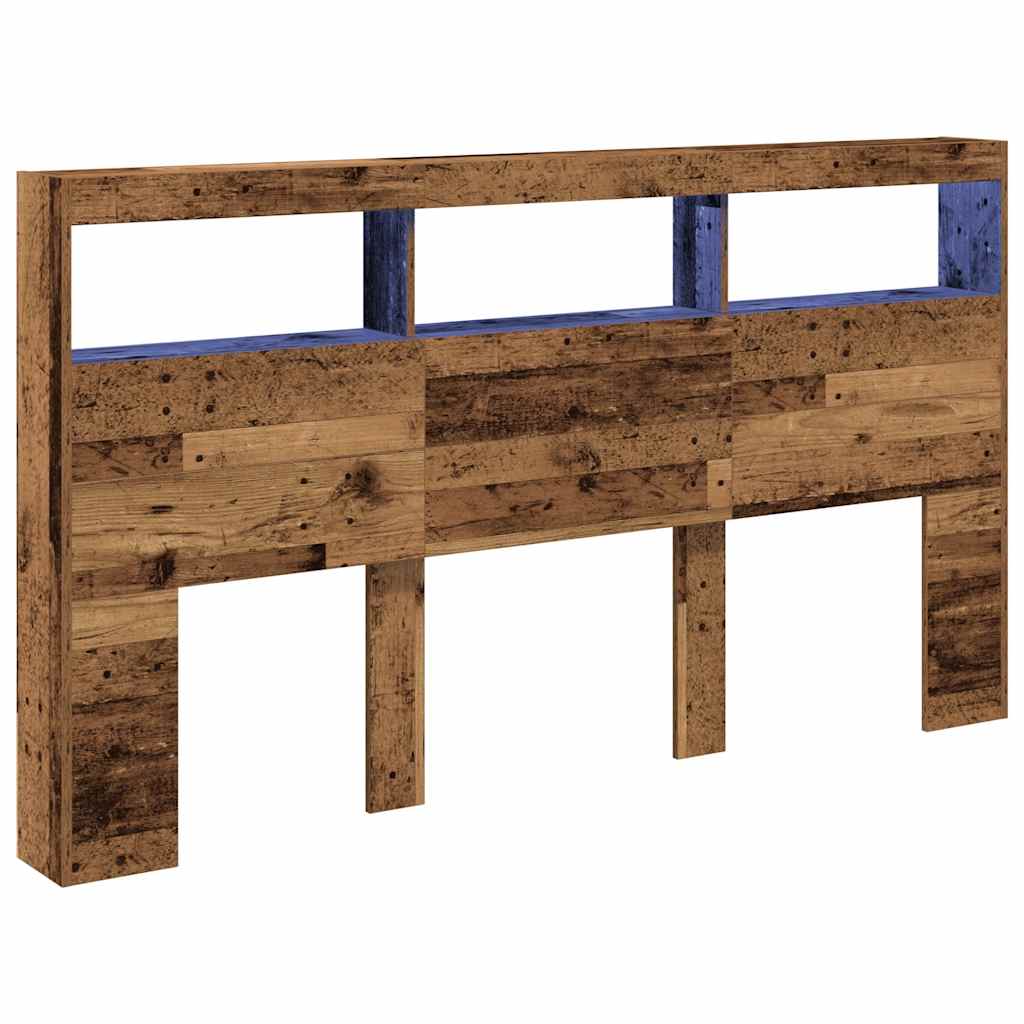 Hodegavl skap med LED gammelt tre 180x17x102 cm