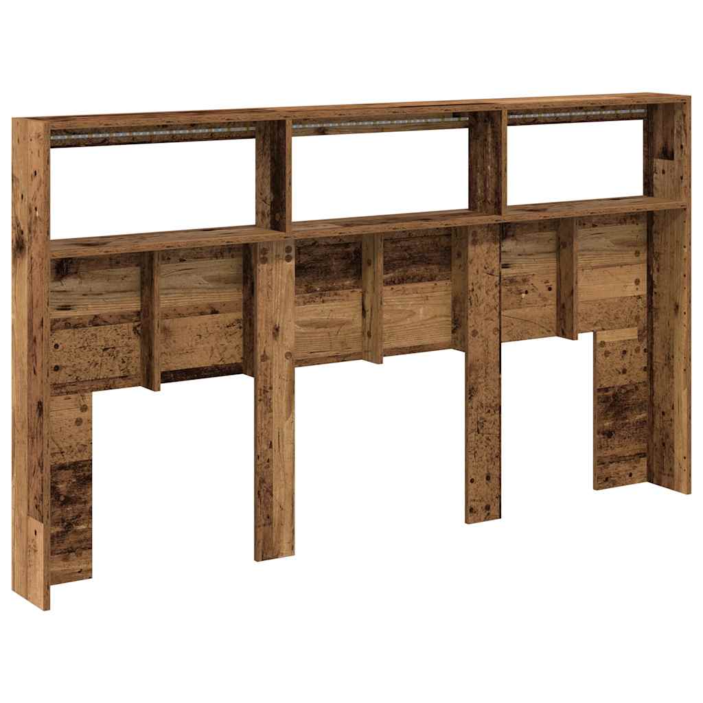 Hodegavl skap med LED gammelt tre 180x17x102 cm