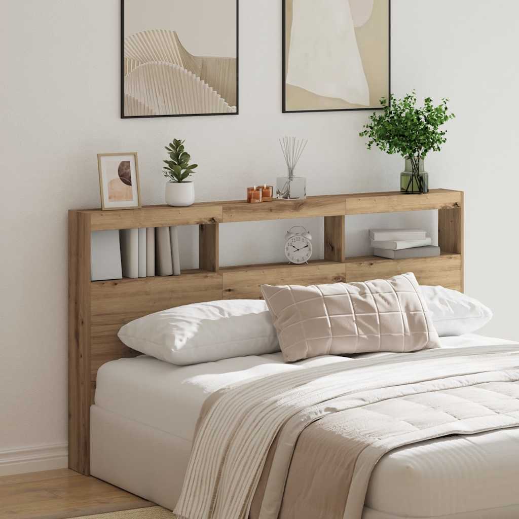 Hodegavl skap med LED artisan eik 180x17x102 cm