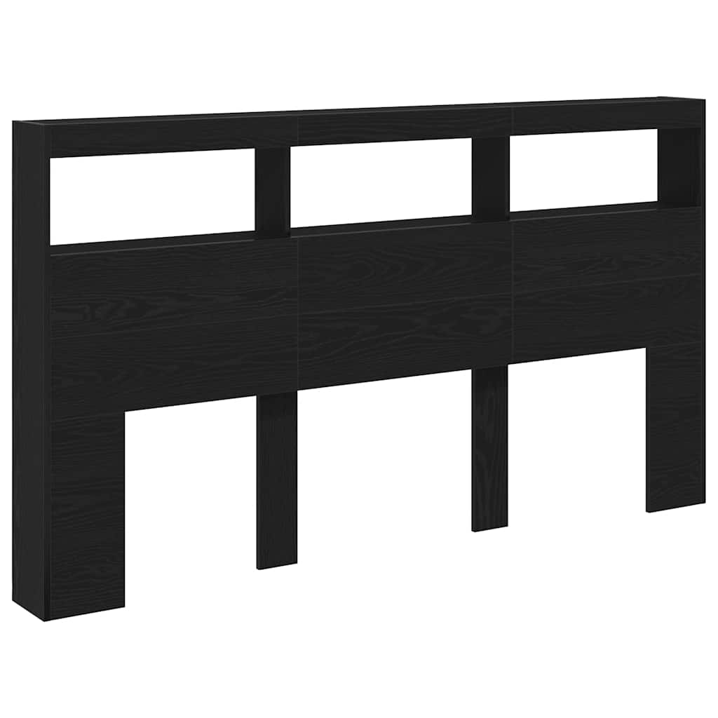 Hodegavl skap med LED svart eik 180x17x102 cm