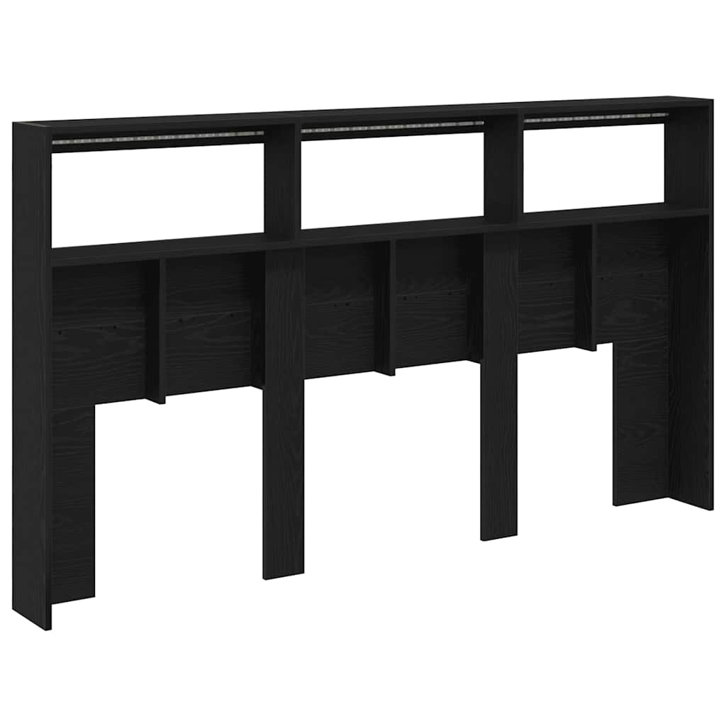 Hodegavl skap med LED svart eik 180x17x102 cm
