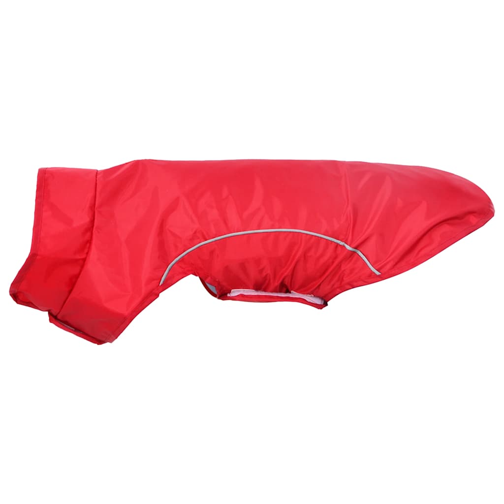 Hunde regnfrakk med refleksstrimler polyester rød XS