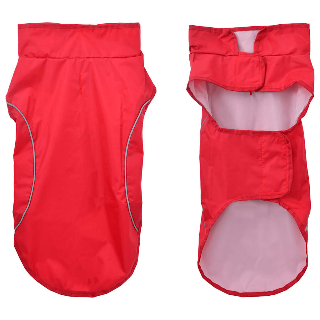 Hunde regnfrakk med refleksstrimler polyester rød M