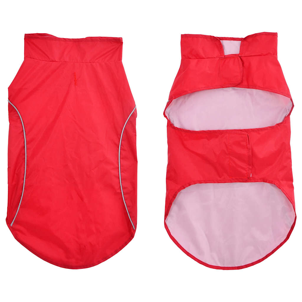 Hunde regnfrakk med refleksstrimler polyester rød 2XL