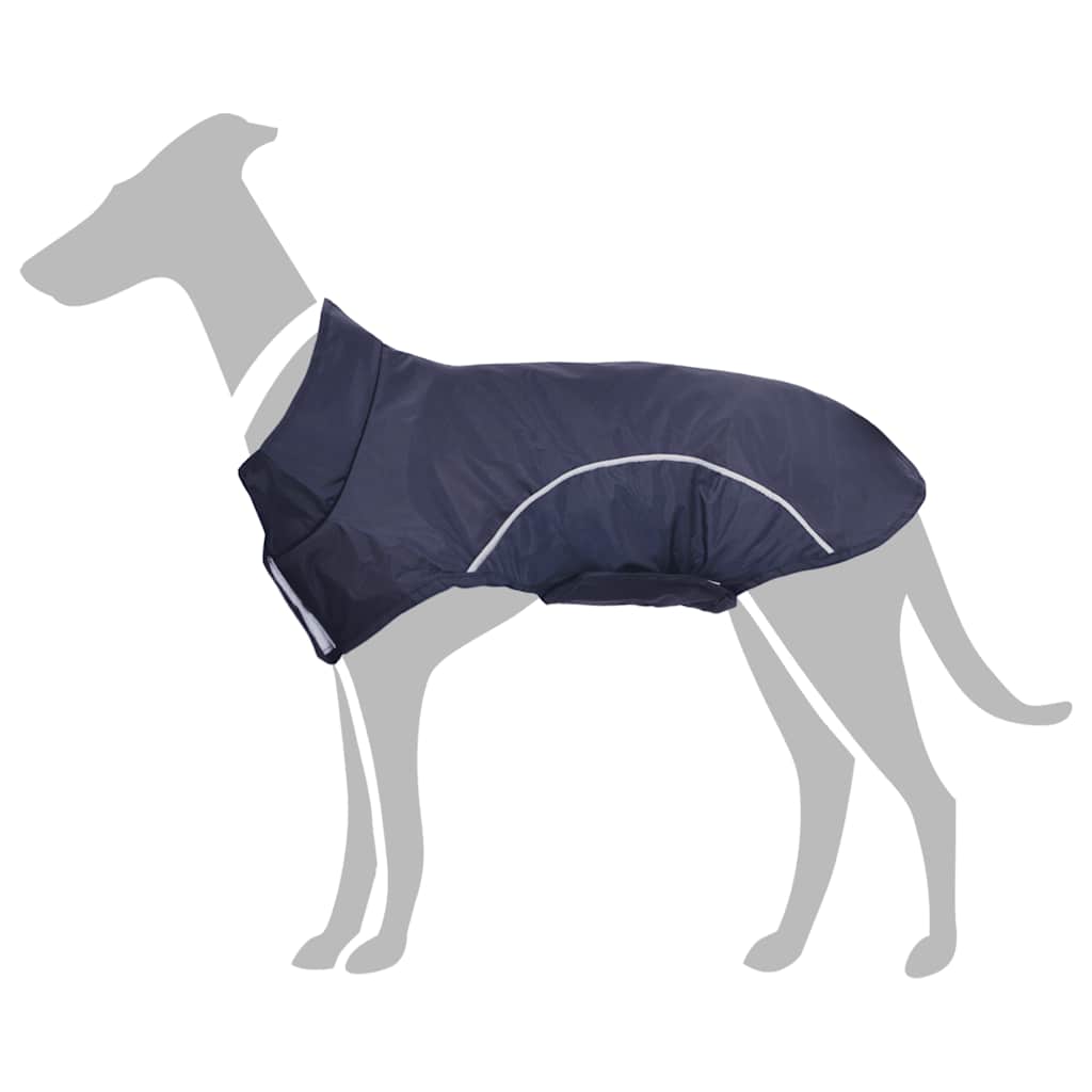 Hunde regnfrakk med refleksstrimler polyester marineblå S